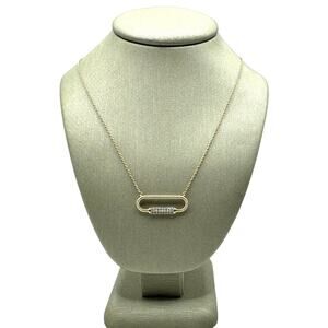 14K Two-Tone Gold .25cttw Diamond Paperclip Necklace (20138)